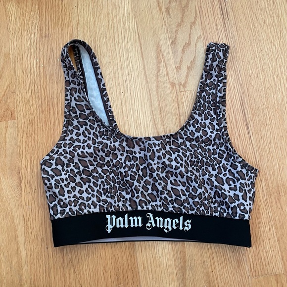 Leopard Print Sports Bra Brown and White - Picture 2 of 7